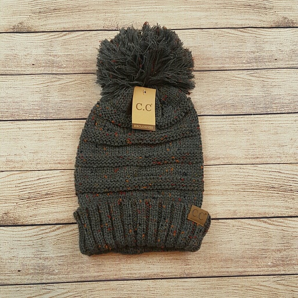 C.C flecked slouchy pom beanie - Picture 3 of 4